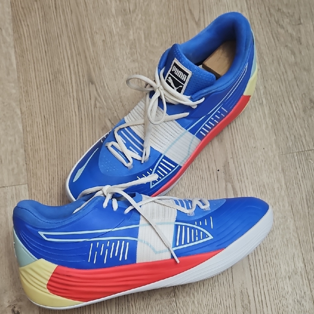Puma Blue and Red Sneakers with Mesh Design